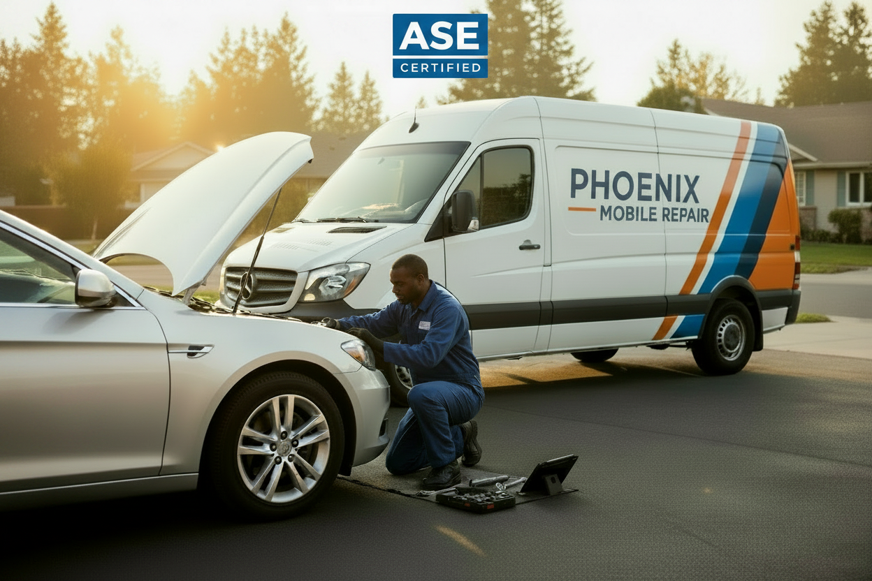 Phoenix Mobile Repair Banner with ASE Logo Top Center